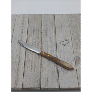 Vintage Ekco Forge Stainless Steak Knife Wood Handle 3-5/8" Blade 8" Total Serra